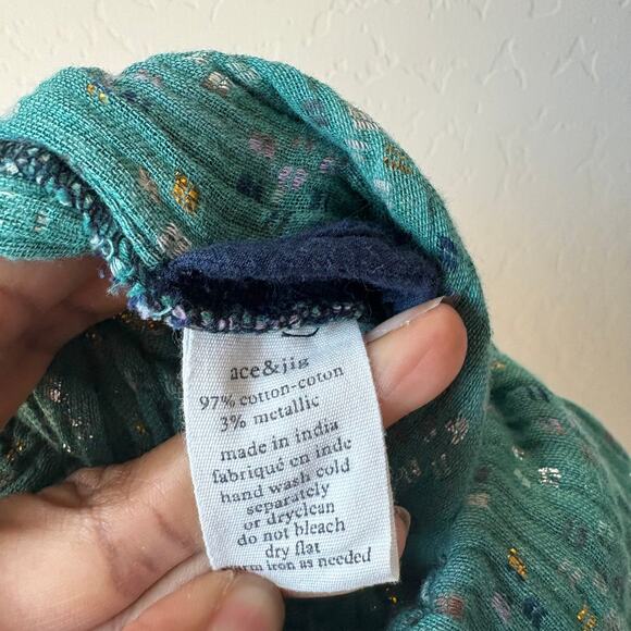 Ace & Jig Blue Woven Cotton Abstract Print‎ Short Sleeve Relaxed Jumpsuit Size S - Picture 8 of 8